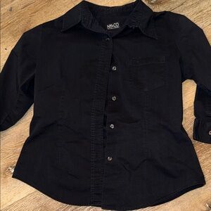 New York & Company Womans Classic Black Button Down Shirt